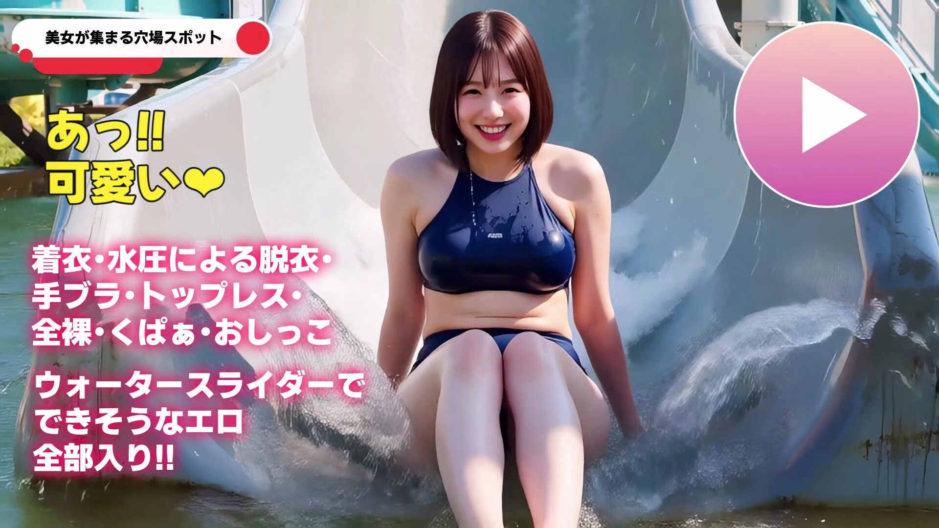 【動画】ポロリも中出しもあるよ!エロすぎ爆乳ウォータースライダー!! 画像2