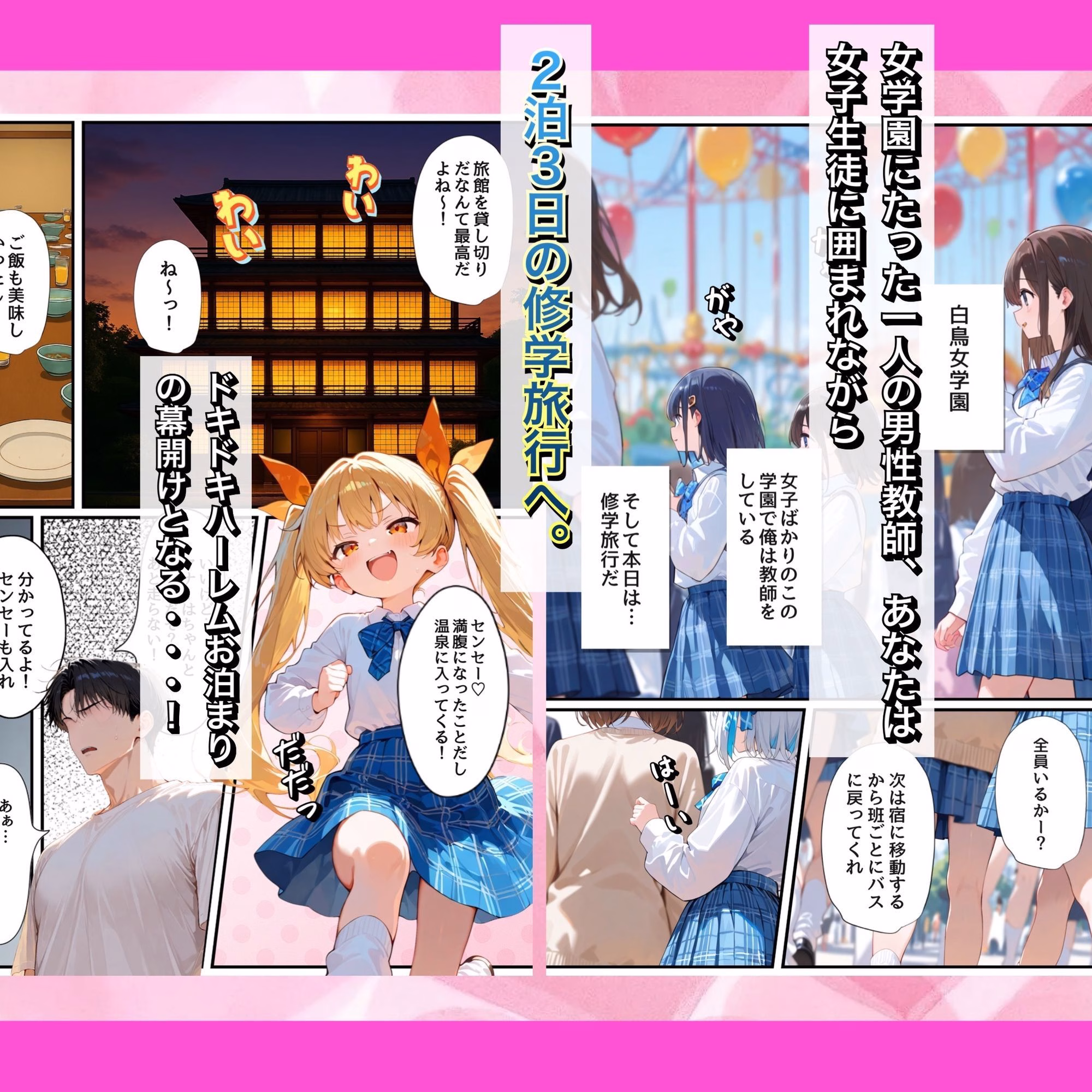 メスガ〇女学園〜生徒に代わりばんこにちんぽ使われるハーレム修学旅行〜 画像2
