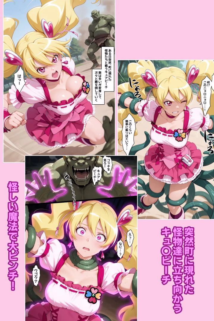種付け怪人VSキュ〇ピーチ・敗北!ボロボロに負けて出産地獄、キュ〇ピーチの受難! 画像1